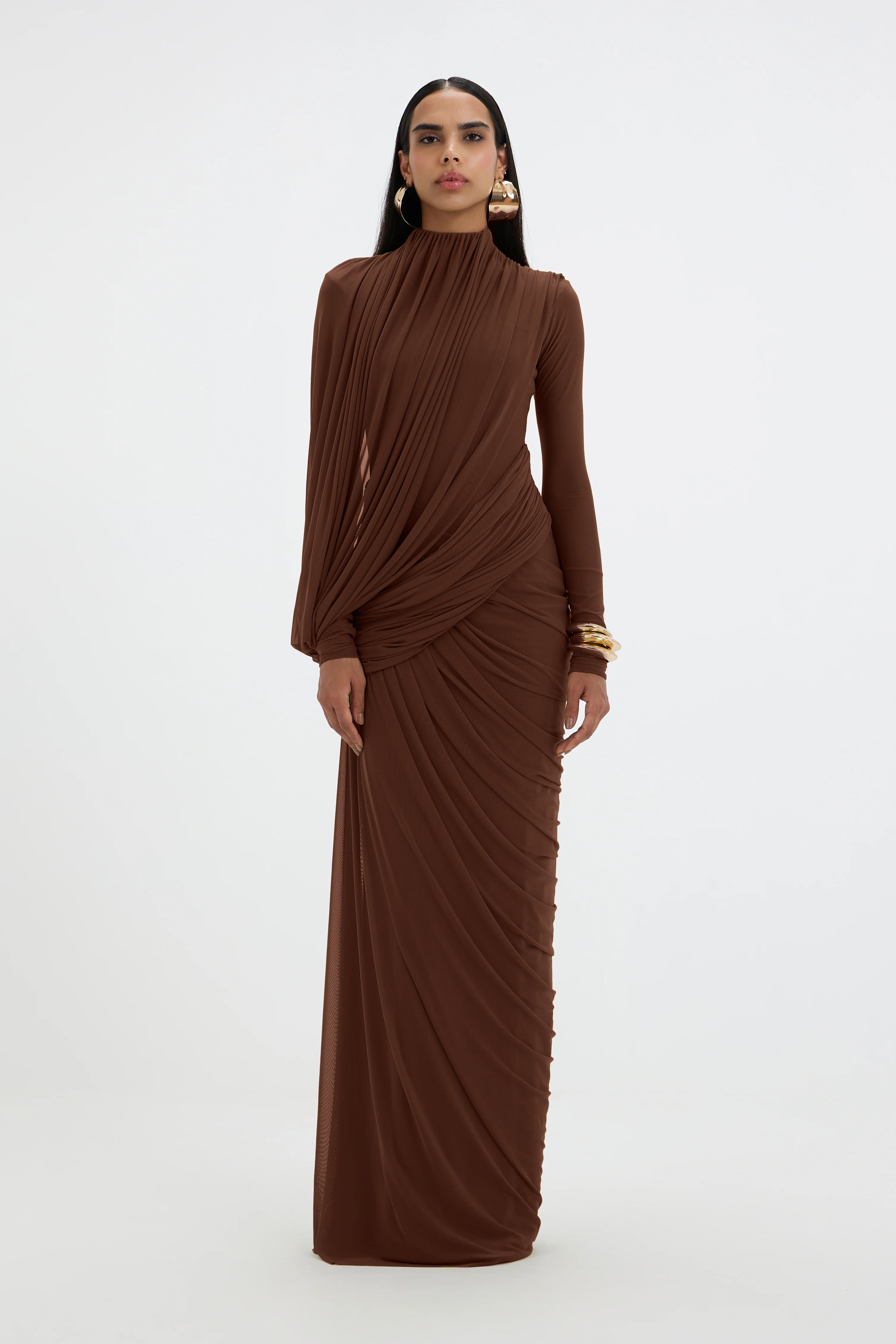 deme by gabriella dress brown HENA CHOCOLATE BROWN MAXI DRESS | CULT MIA