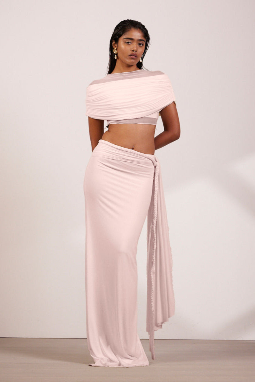 long sleeve retro maxi dress BLOSSOM DRESS IN NOA PINK | CULT MIA
