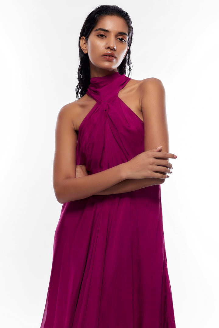 Hot Pink Halterneck Dress